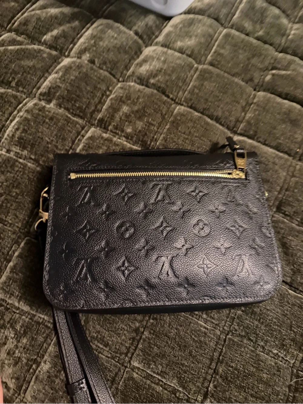 Louis Vuitton Black Monogram Empreinte Pochette Métis with Gold Hardware
